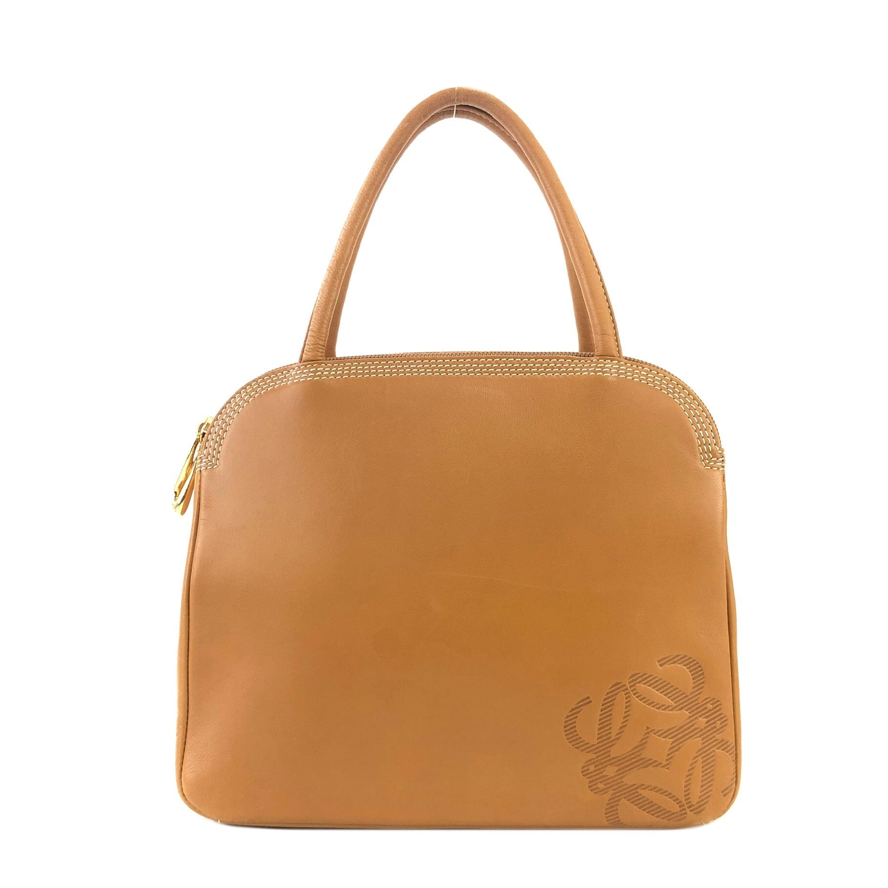 LOEWE ロエベ アナグラム ナッパレザー ハンドバッグ ブラウン vintage