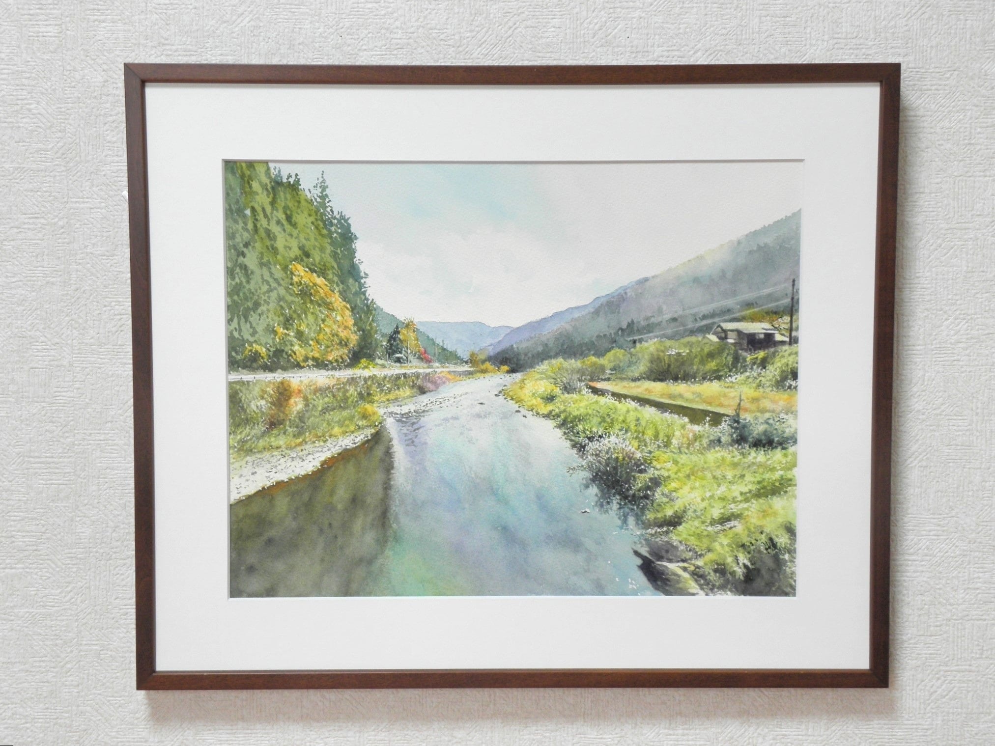 水彩画 風景画 画題「晩秋の川を照らす」 | yamakasumi56