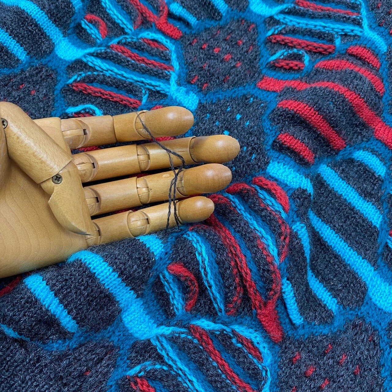 美品 希少デザイン】 90s COOGI knit クージーニット 立体3D編み総柄