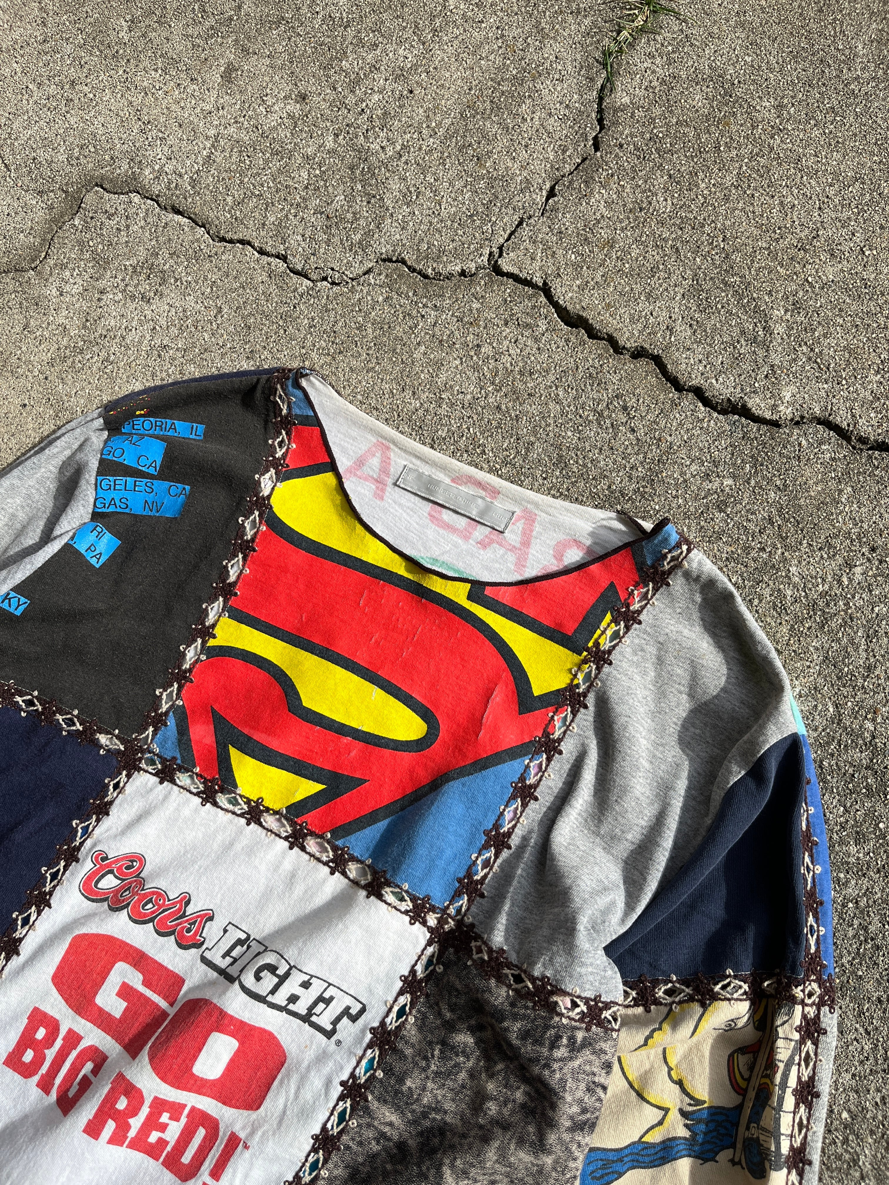 2002AW Number (N)INE NOWHERE MAN Patchwork L/S Shirt