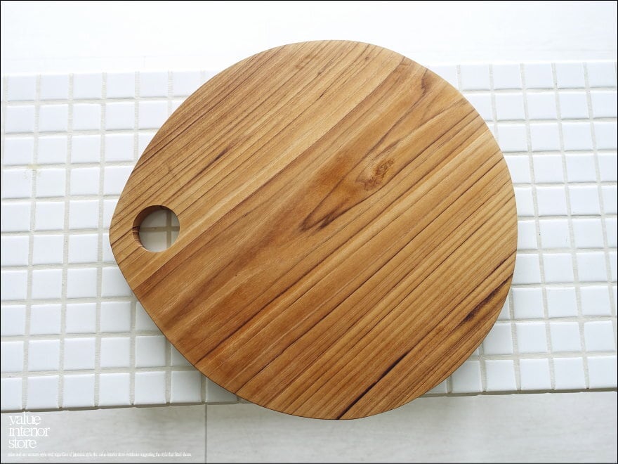 チーク無垢材 カッティングボード楕円 まな板 キッチン用品 一枚板