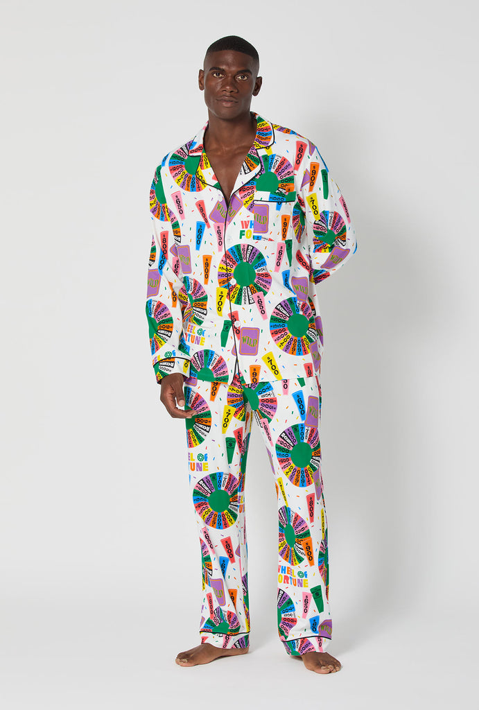 Wheel Of Fortune Men's Long Sleeve Classic Stretch Jersey Pj Set