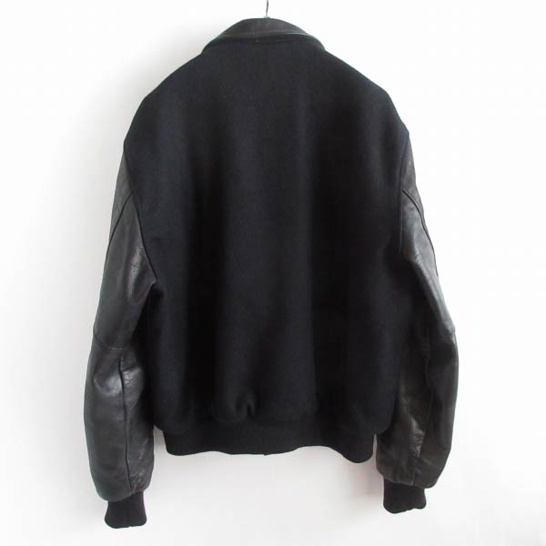 美品 80s-90s USA製 Dehen ウール×袖レザー スタジャン Lサイズ 黒