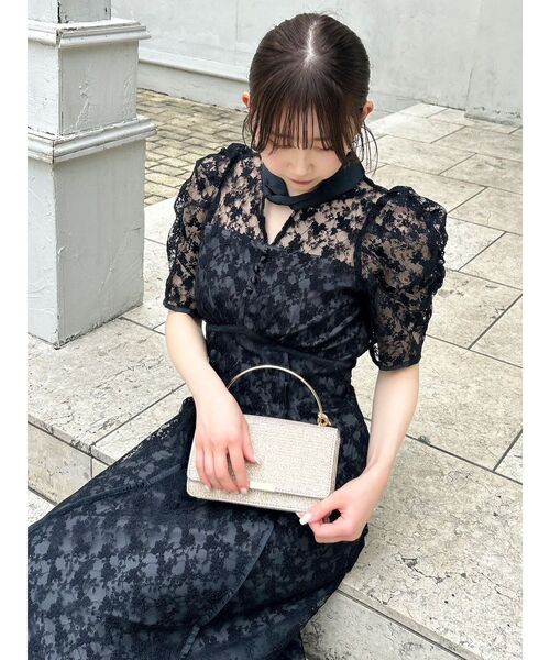 ネックツイスト刺繍レースドレス（ドレス）｜dazzlin（ダズリン）の