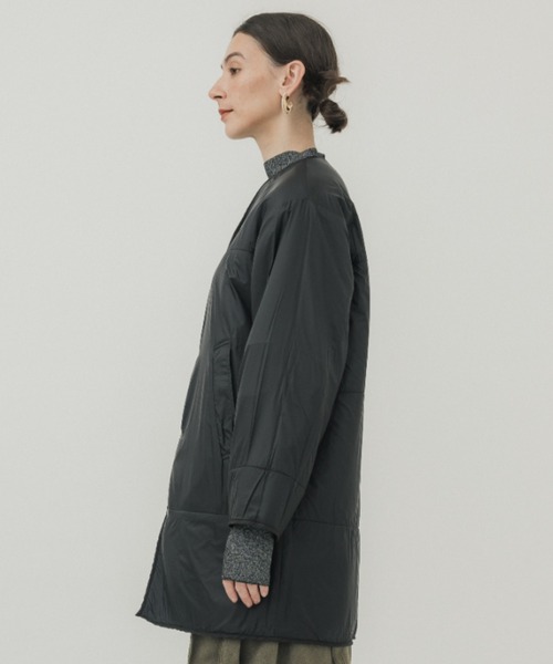 JANE SMITH(ジェーンスミス)】POLYESTER BOA V-NECK NO COLLER