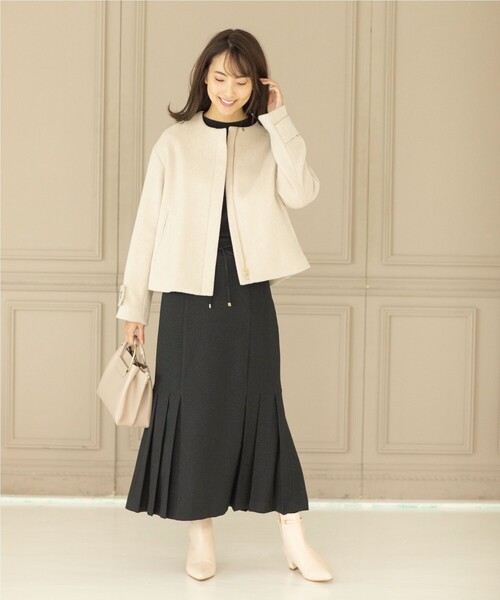 index（インデックス）の「◇カシミヤ混ノーカラーショートコート【WEB