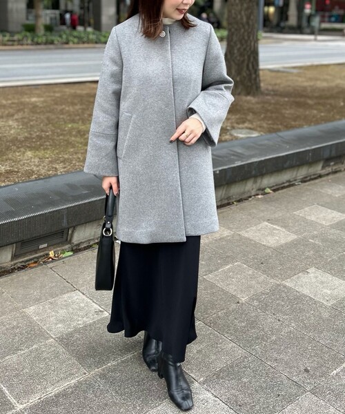 NOLLEY'S（ノーリーズ）の「カシミヤ混ビジューブローチ付きコート