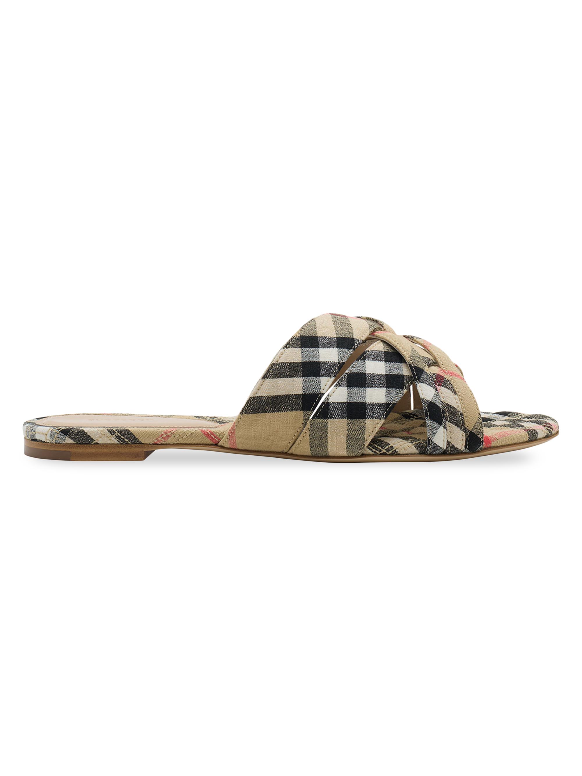 Burberry Dive Check Slides | Saks Fifth Avenue