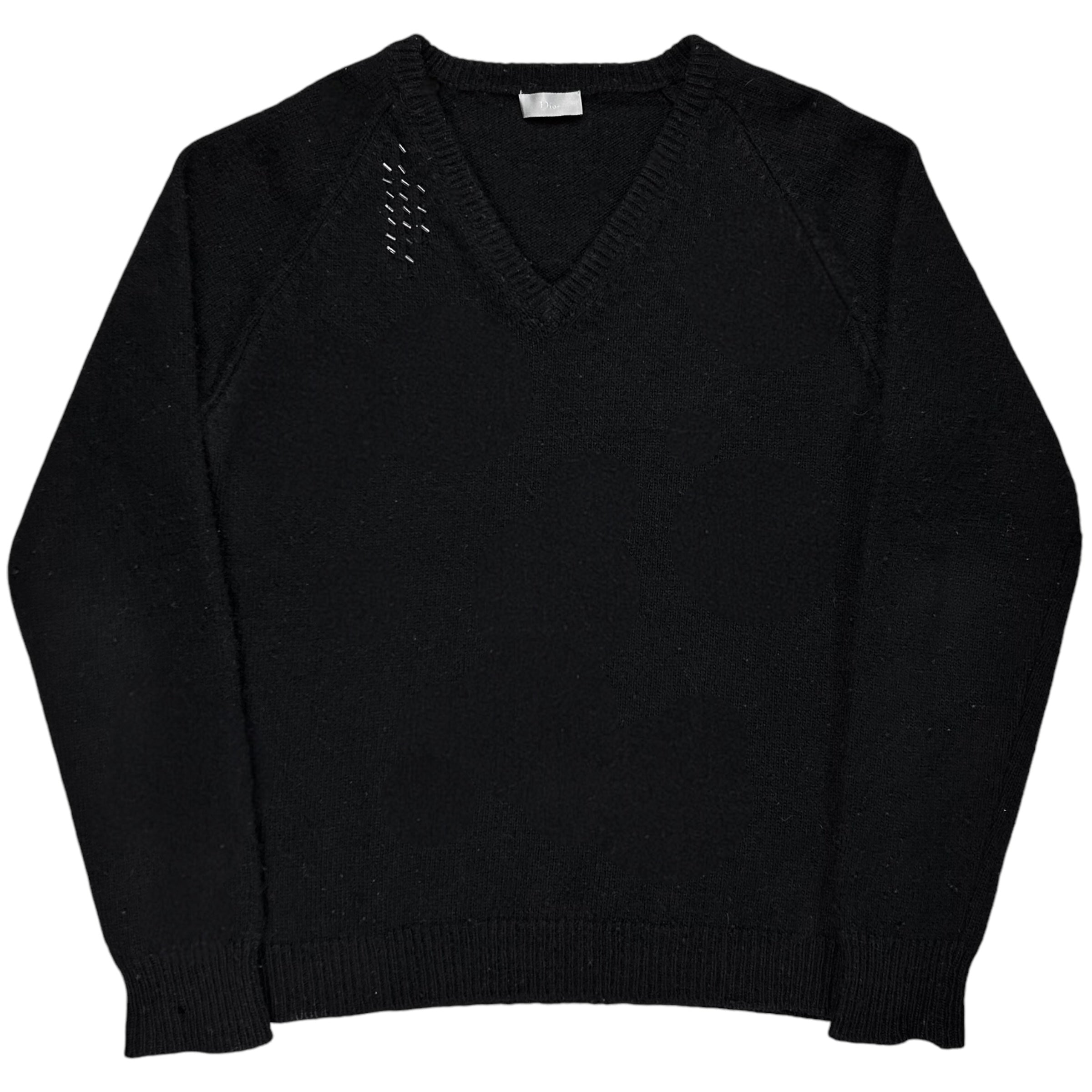Vertical Rags - Dior Homme Embellished V-Neck Sweater - AW05