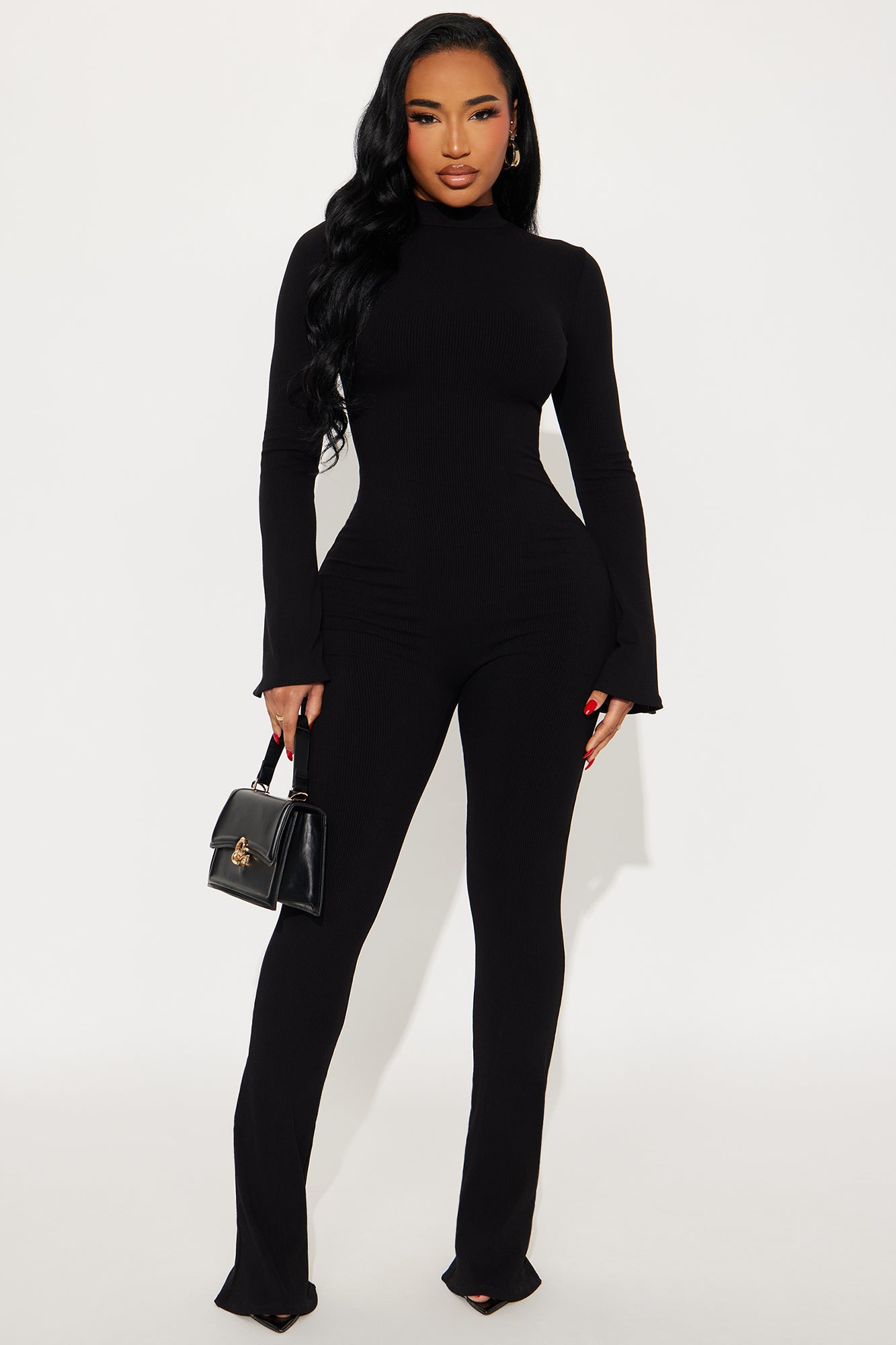 Seraphina Snatched Long Sleeve Jumpsuit - Black | Fashion Nova