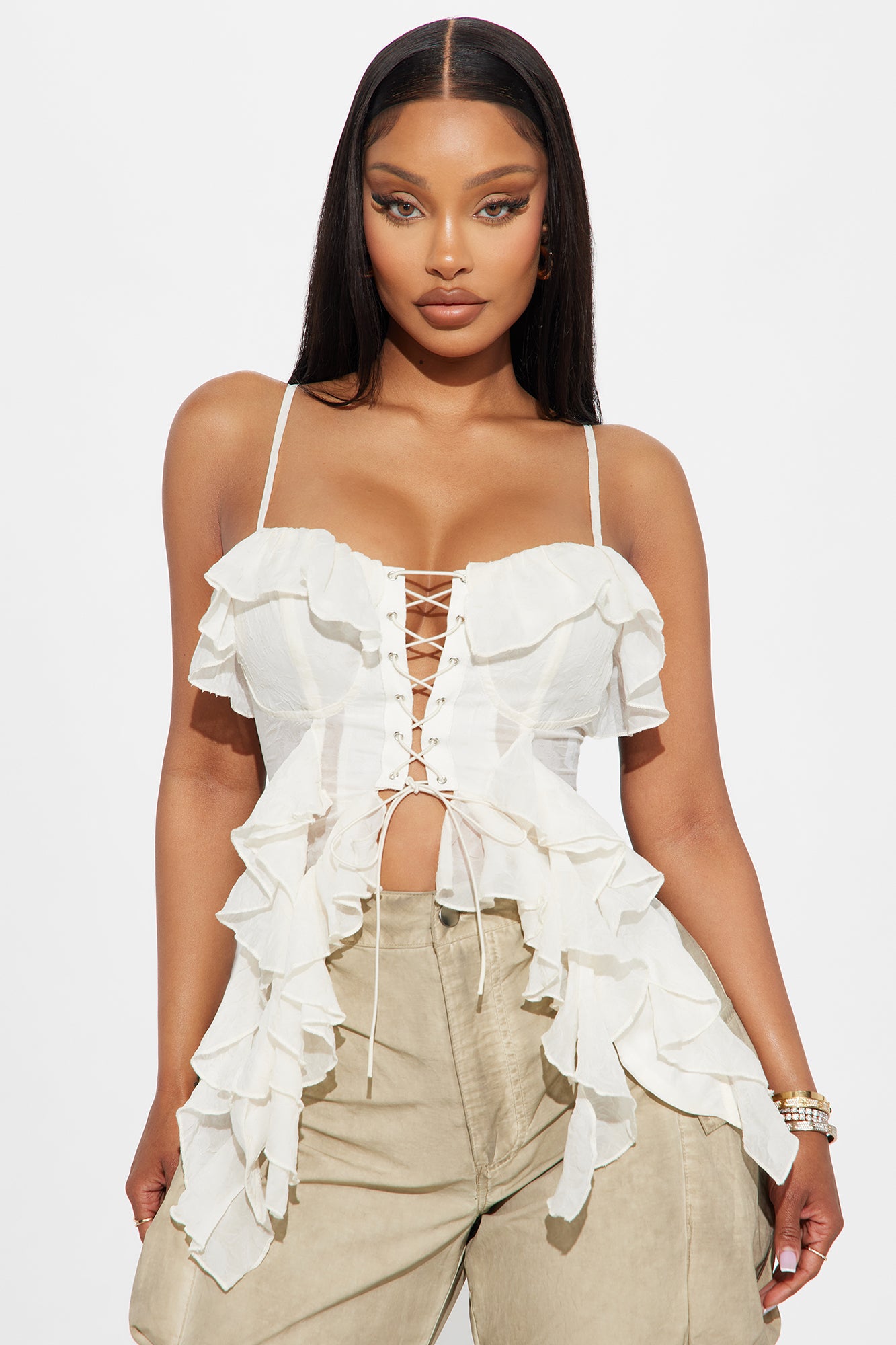 Iris Ruffle Top - Cream | Fashion Nova