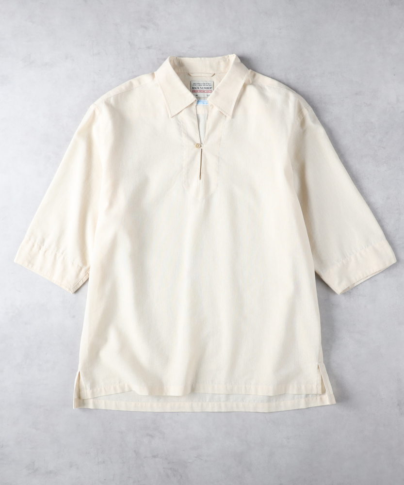 COOL MAX」麻混スキッパー七分シャツ(S ベージュ): トップス｜Right-on