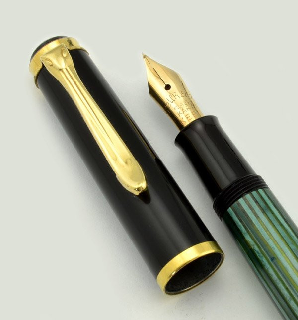 Pelikan 400 Fountain Pen - 1950s Gunther Wagner, Green & Black