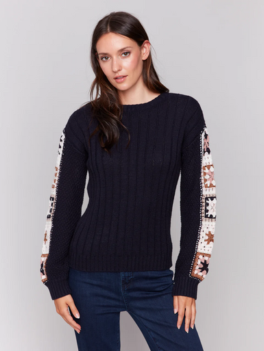 Sweater-with-Crochet-Sleeves-