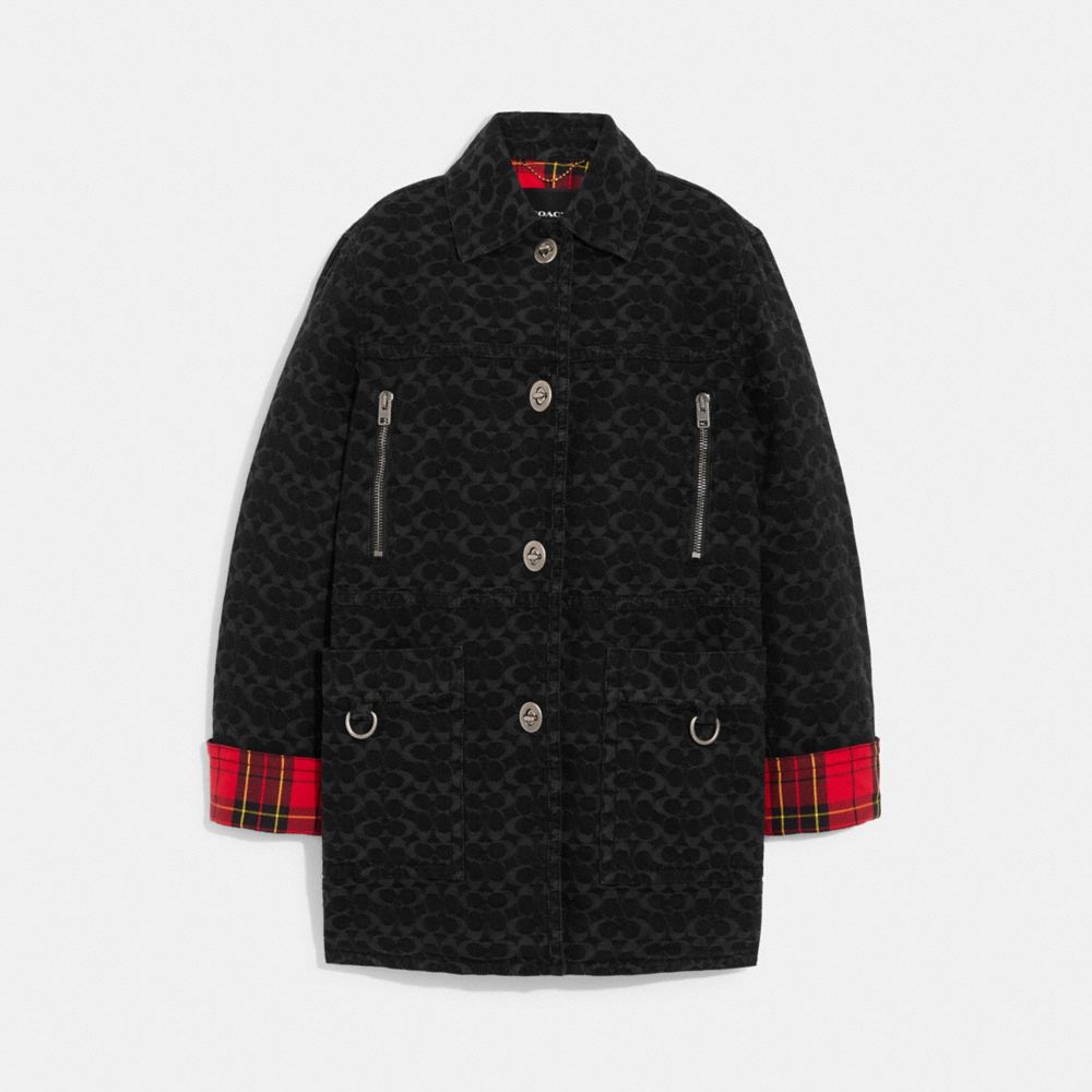 公式】COACH – コーチ | シグネチャー ジャカード デニム ボニー コート