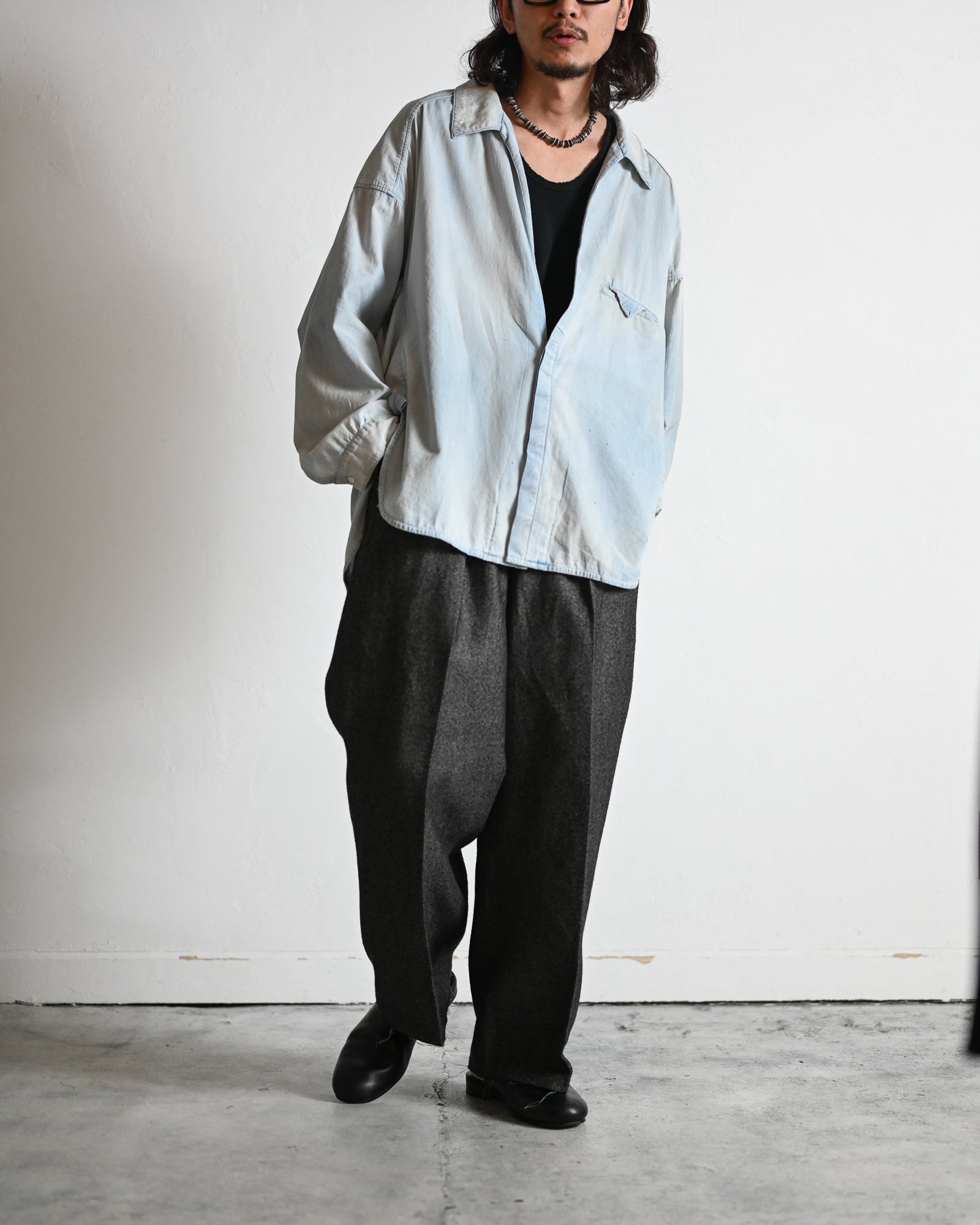 ANCELLM - AGING CHAMBRAY LONG SHIRT | COELACANTH アンセルム 正規