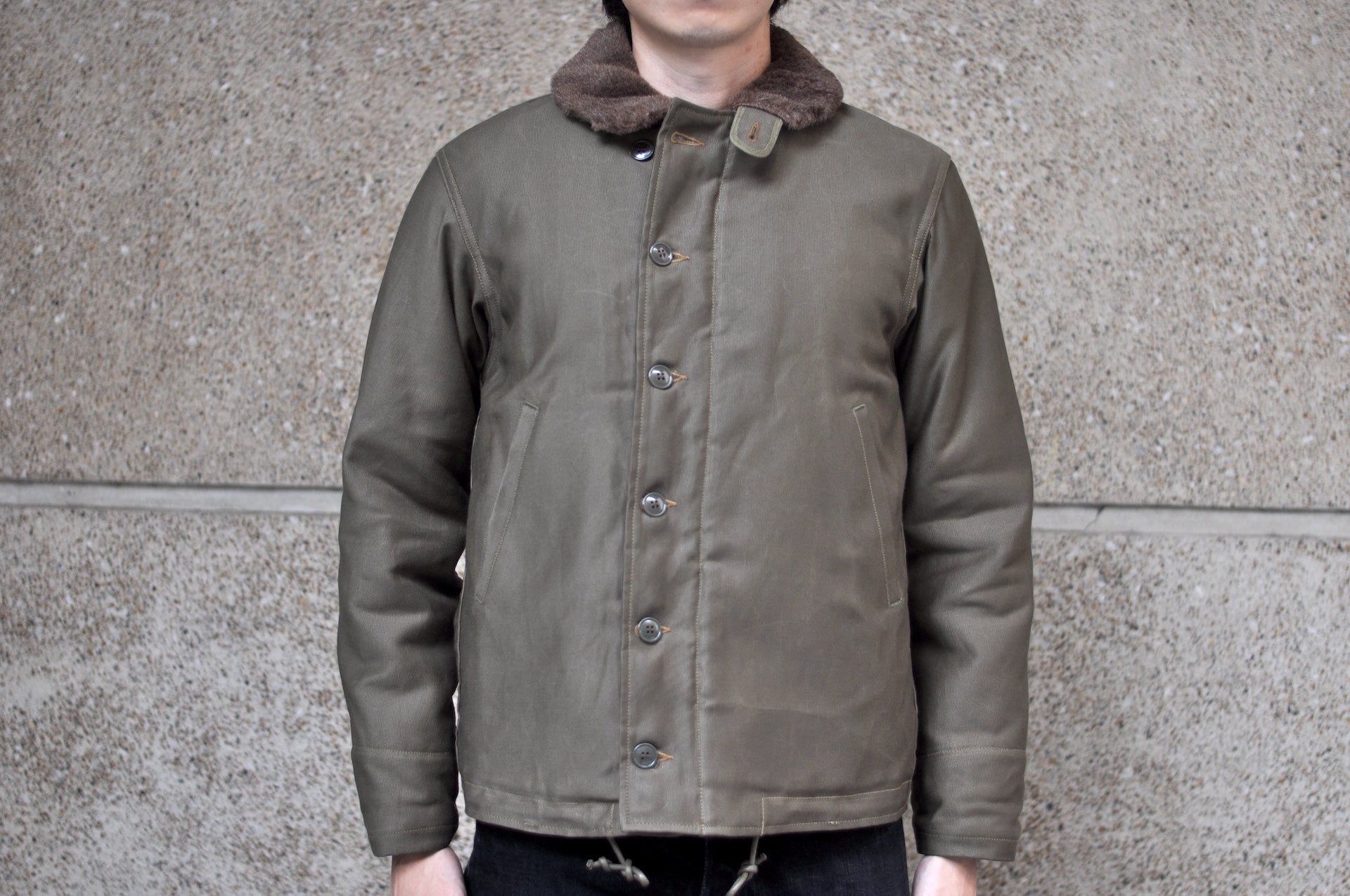 Freewheelers N-1 1940s Naval Deck Jacket (Khaki Green) - CORLECTION