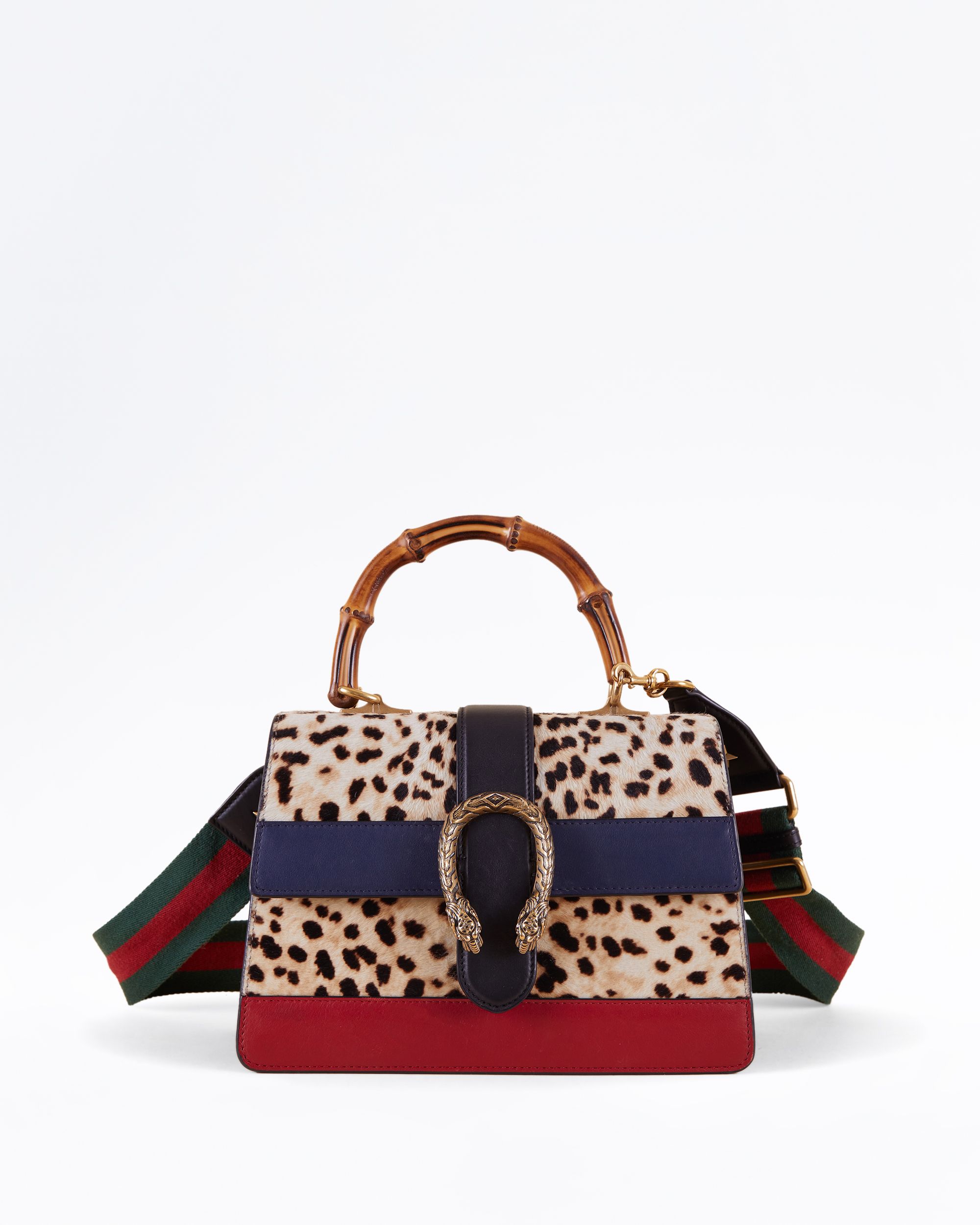 Gucci Leopard Web Dionysus Bamboo Handle Medium Bag | Vivrelle