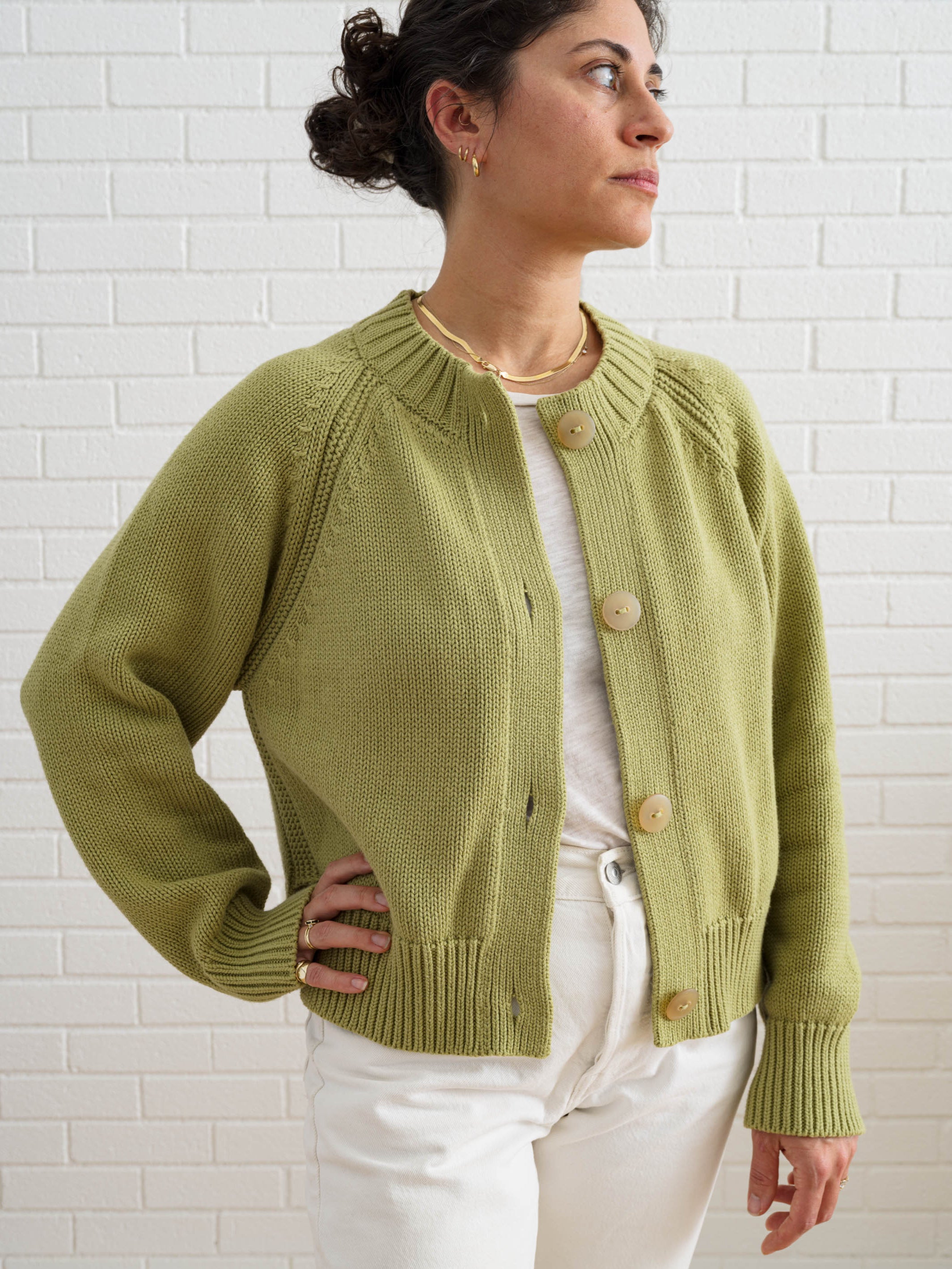 Cotton Alpaca Raglan Cardigan - Pistachio – DAEZA