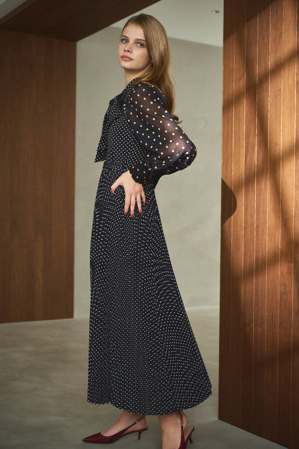 Allaria Pleated Dress -BLK- – Estella.K