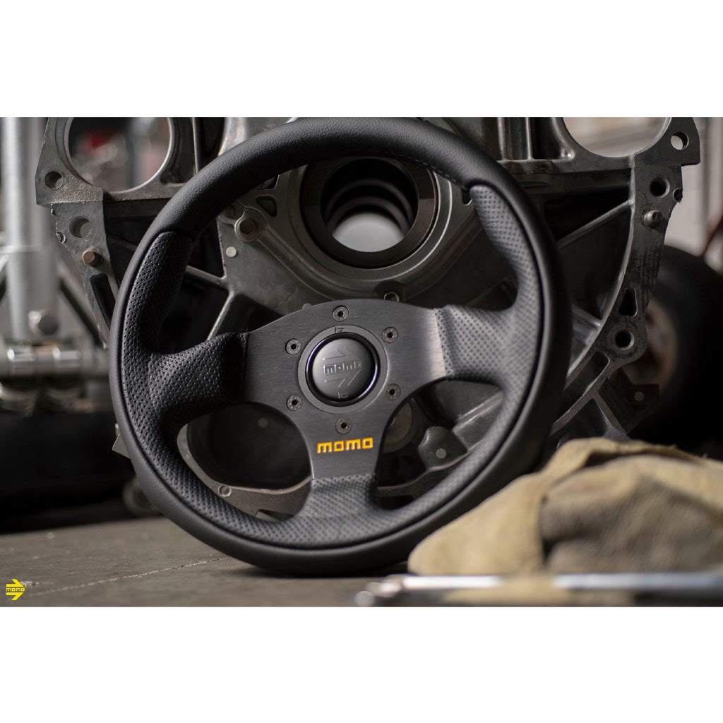 MOMO Team Steering Wheel - Black Leather Black Spokes 280mm