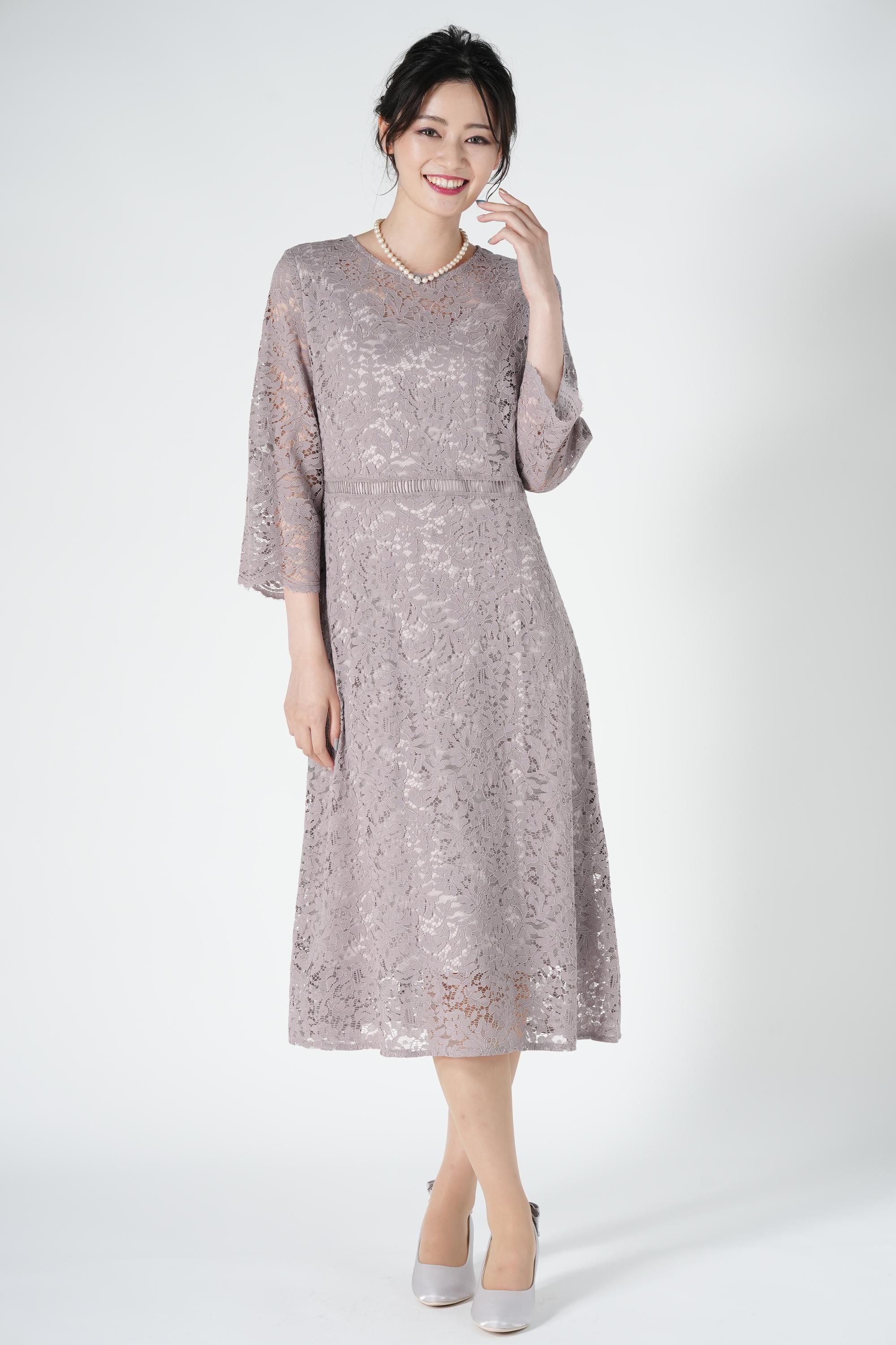 anySiS スカラップ袖くすみピンクドレス (LL) をレンタル - 結婚式
