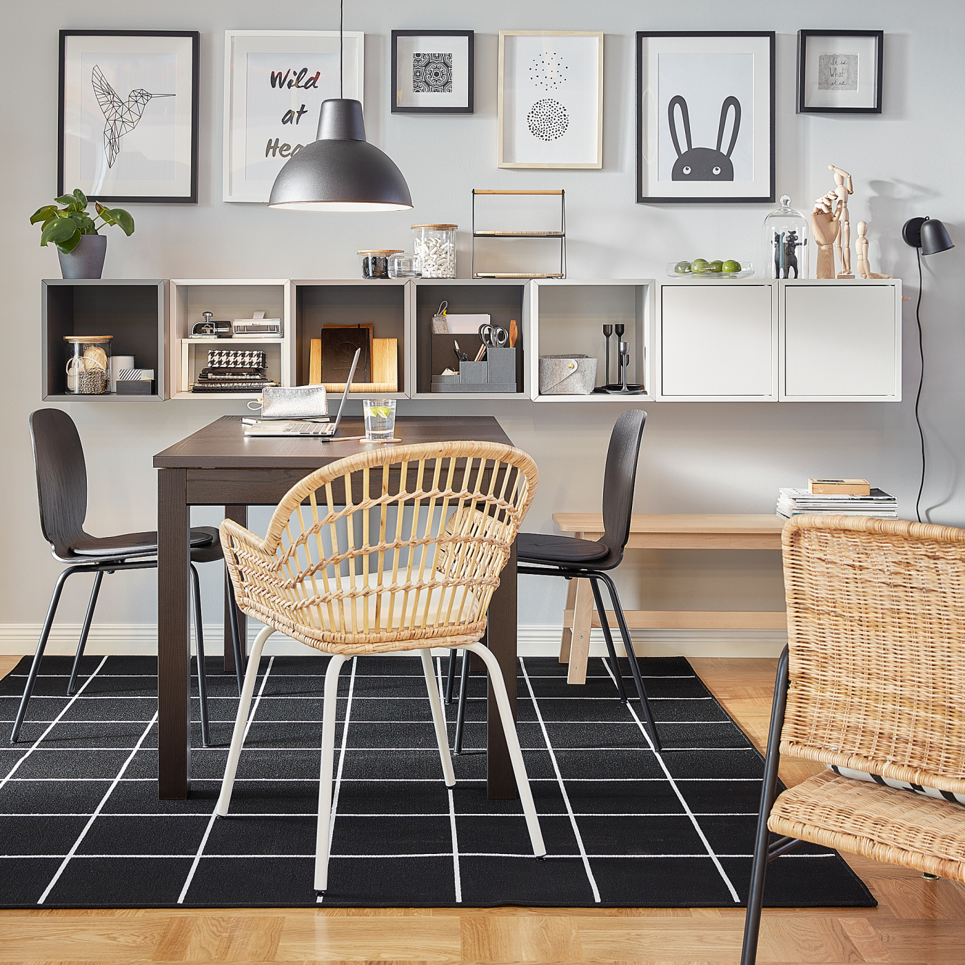 SVALLERUP rug flatwoven, in/outdoor black/white - IKEA