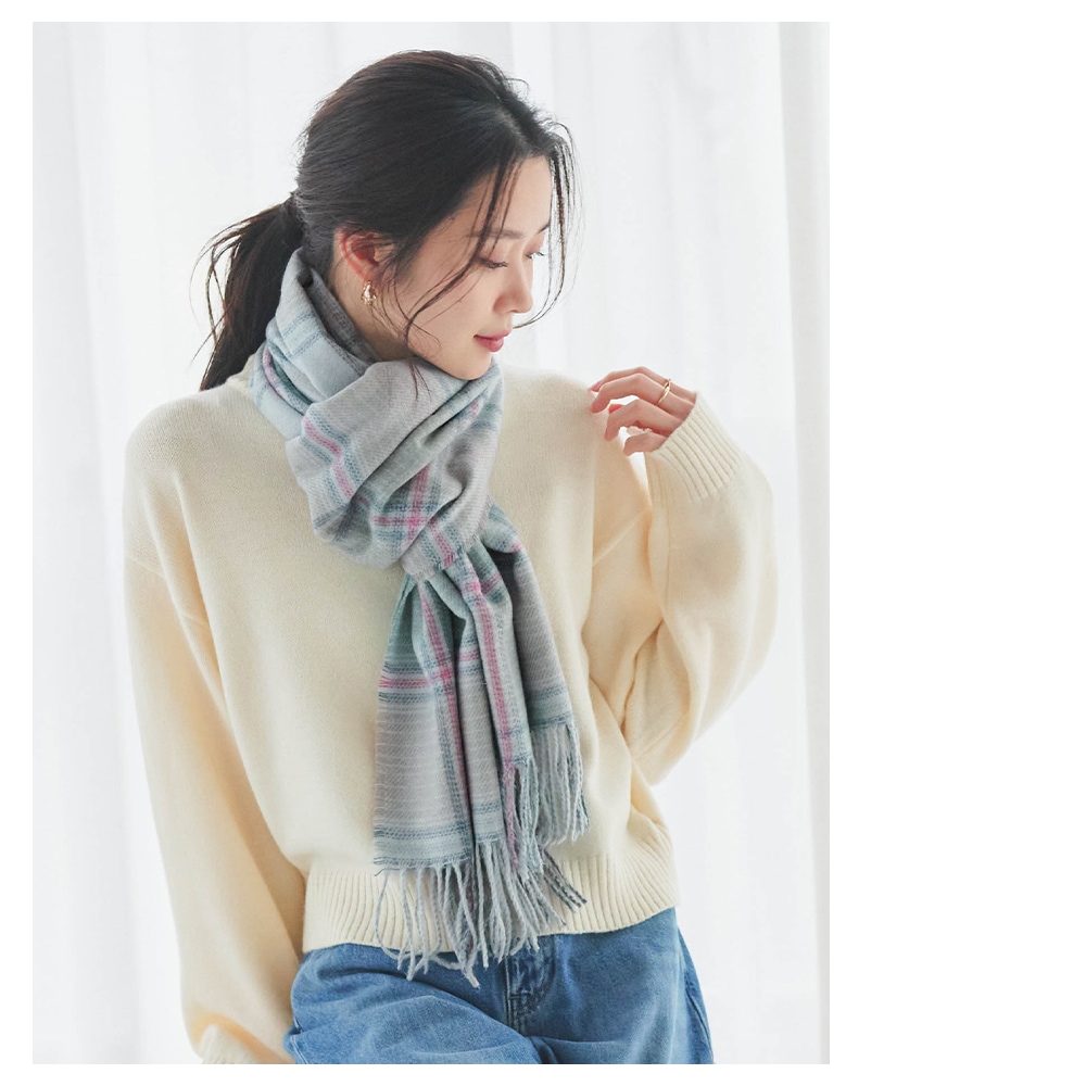カシミヤタッチマドラスチェック柄ストール 60cm×200cm【公式WEB限定