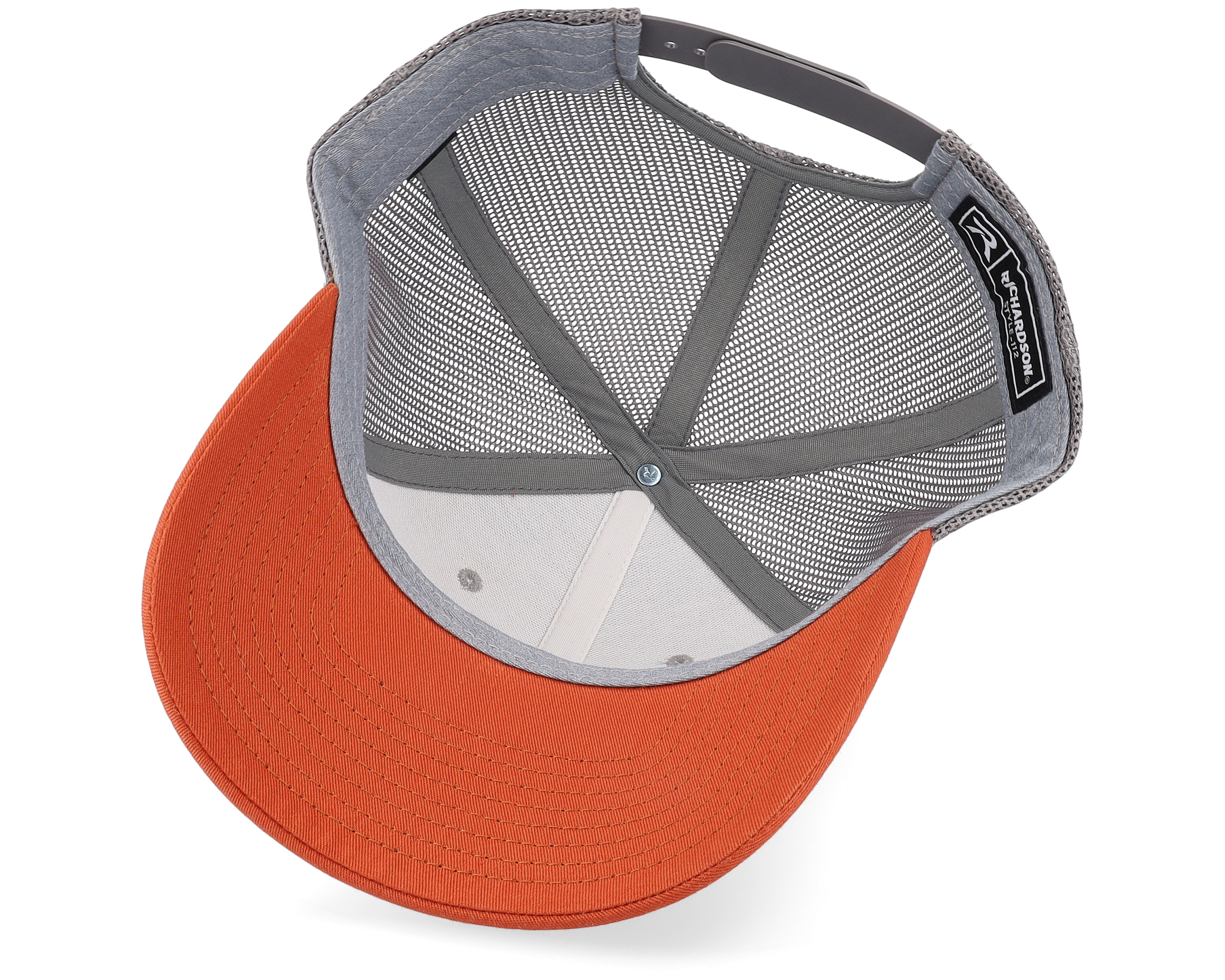 112 Tri Heather Grey/Charcoal/Dark Orange Trucker | Hatstoreworld.com