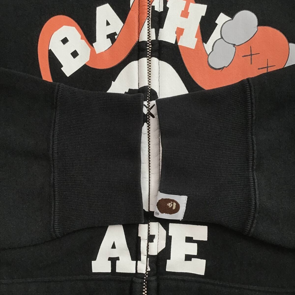 BAPE × KAWS Bendy college logo full zip hoodie NIGO Black A