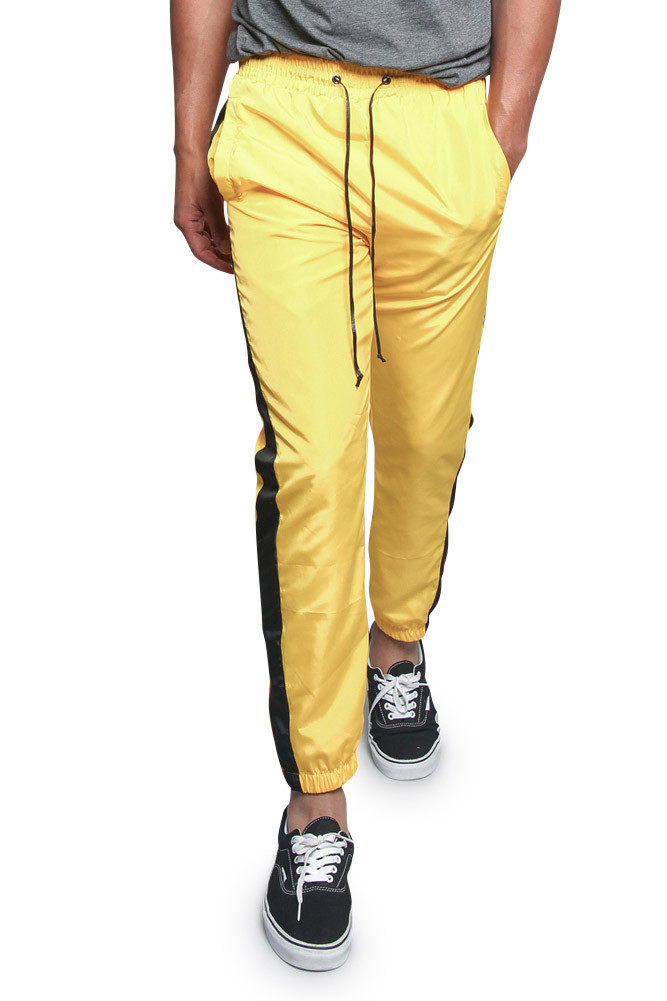 Men's Striped Drawstring Sports Workout Windbreaker Track Pants S
