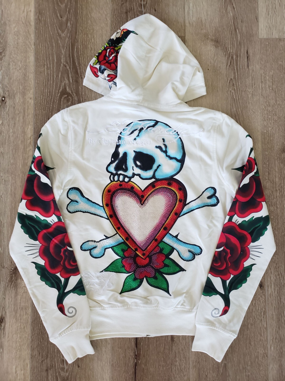 Ed Hardy by Christian Audigier Women Vintage Hoodie Twin Roses