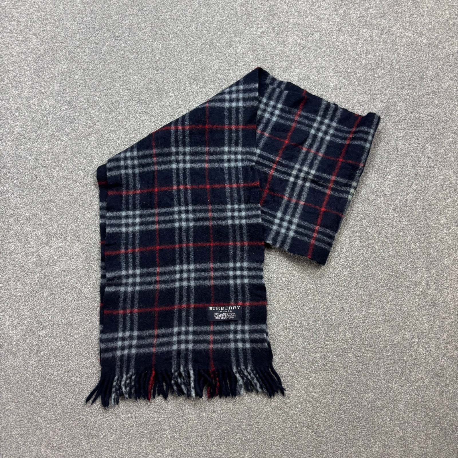 Burberry London Scarf 52x9 Inches Blue Nova Check 100% Lambswool