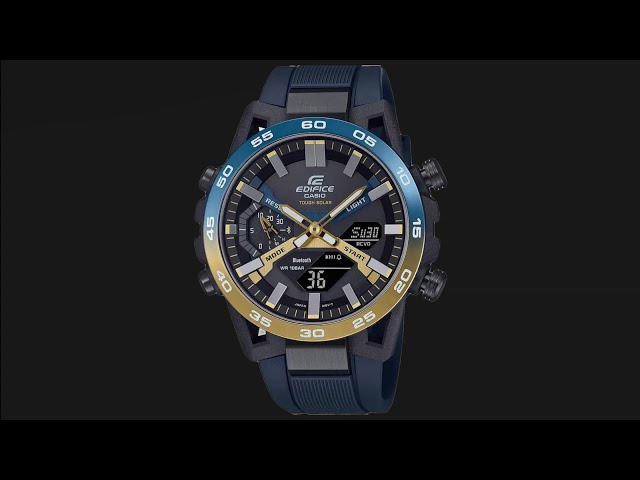 Edifice Casio Digital Black Dial Blue Resin Band Men's Watch - YouTube