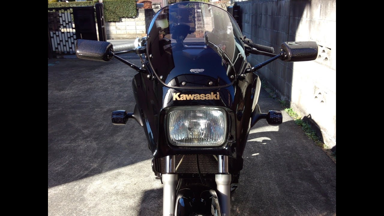 GPZ900R カーボンミラー(シモタ120mm) - YouTube