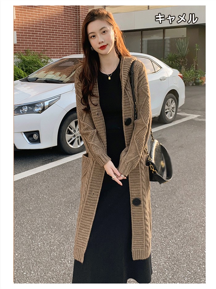楽天市場】ケーブルニット ニットガウン ニットカーディガン ロング
