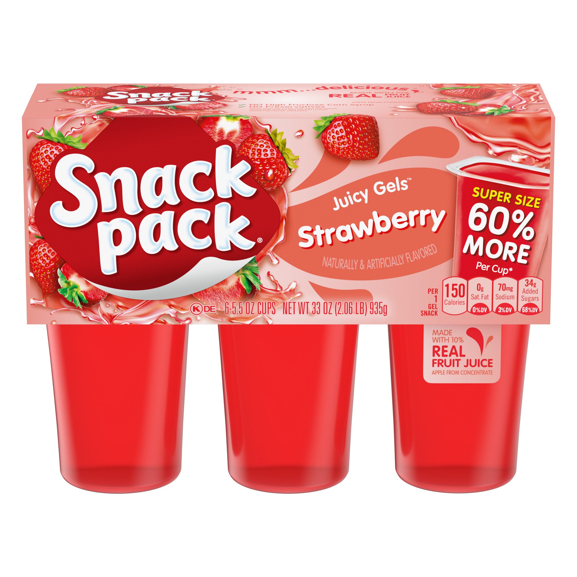 Snack Pack Super Size Strawberry Juicy Gels Cups, 6 ct | Joe V's