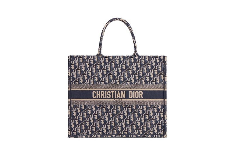 Dior Book Tote Oblique Navy Blue in Canvas - US