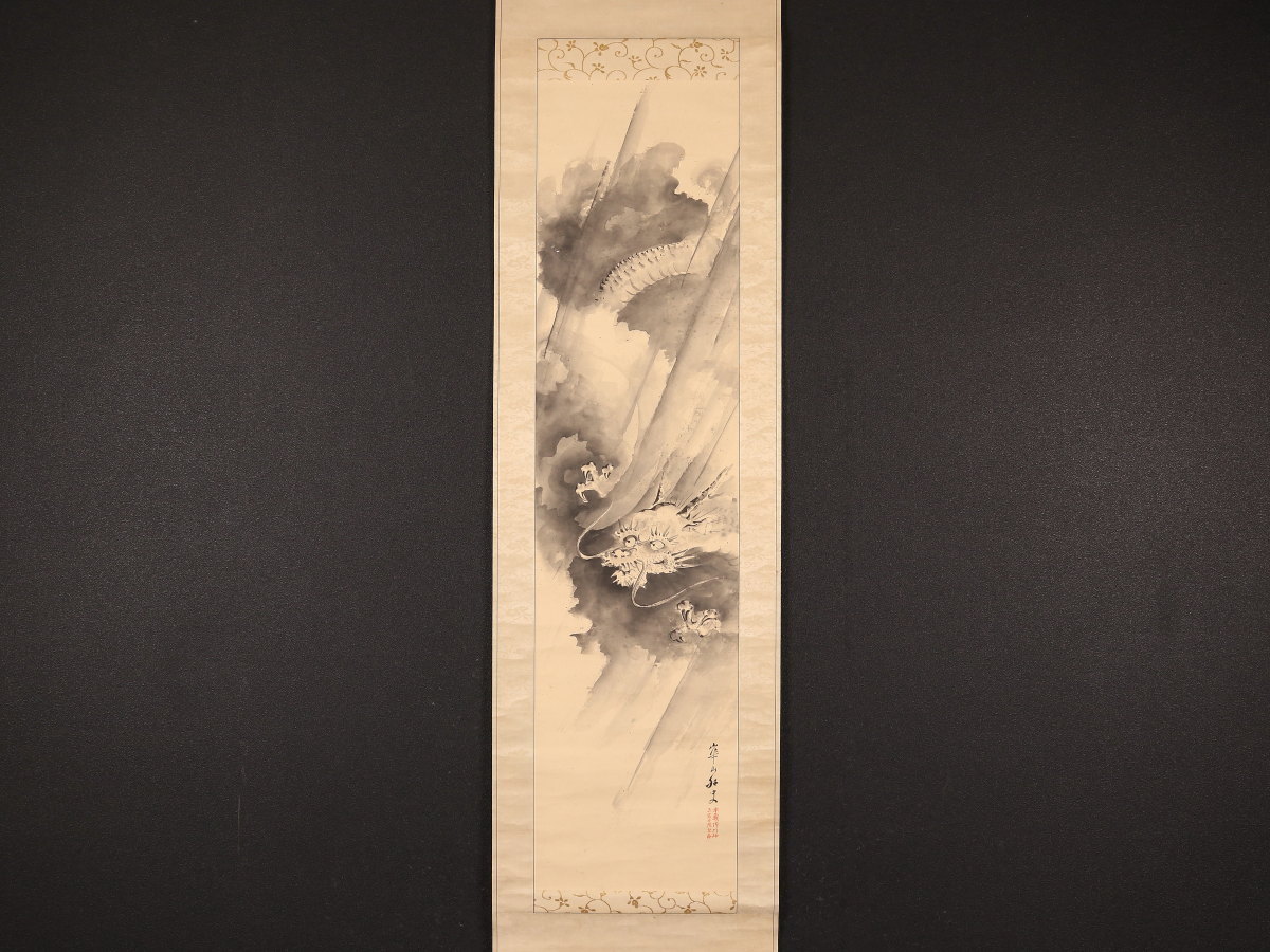 渡辺崋山【花鳥図】絹本掛軸（江戸・武士・三河国 田原藩士）
