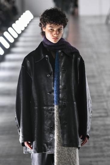 YOKE | MOHAIR BORDER LONG STOLE(PURPLE) | モヘアボーダーロング