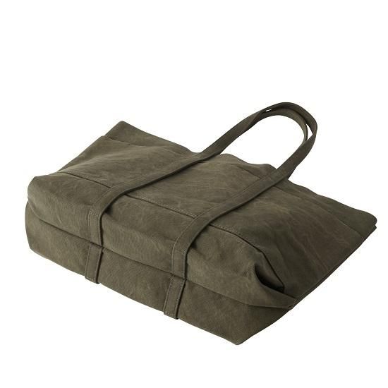 A054WASHED CANVAS 6POCKETS TOTE(M)KHAKI - amiacalva