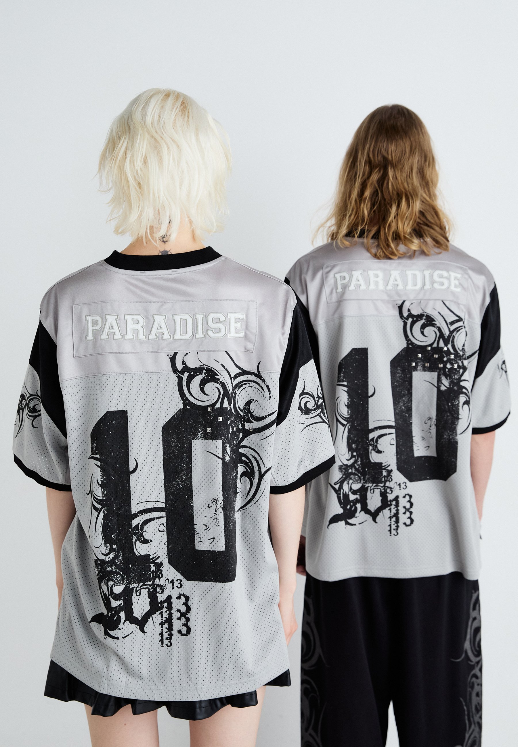 Jaded London FOOTBALL UNISEX - Print T-shirt - silver/silver