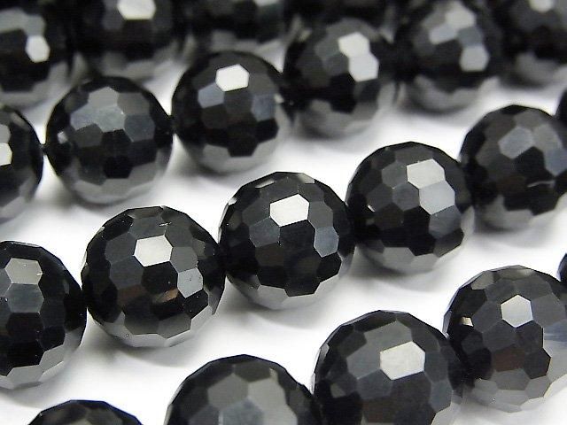 チベット産モリオン(黒水晶) 128面ラウンドカット12mm｜天然石ビーズの