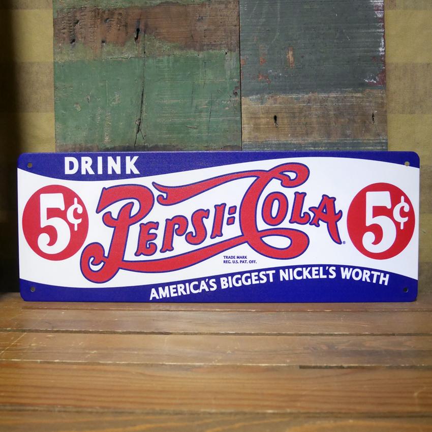 PEPSI（ペプシ） アメリカンサインボード PEPSI COLA 横長 ブリキ看板