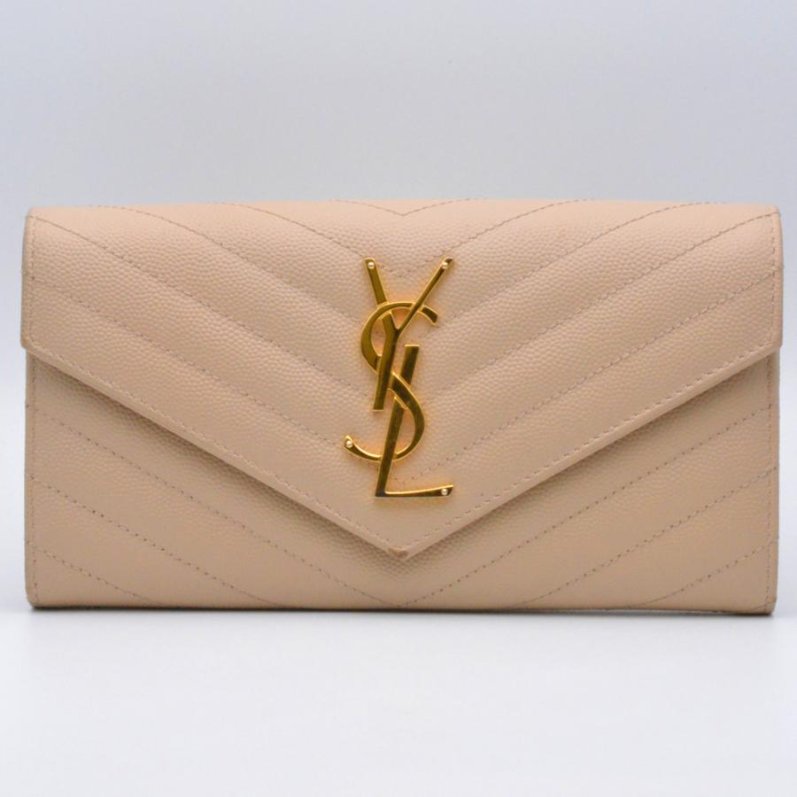 SAINT LAURENT サンローラン 372264 カサンドラ 長財布 ベージュ系