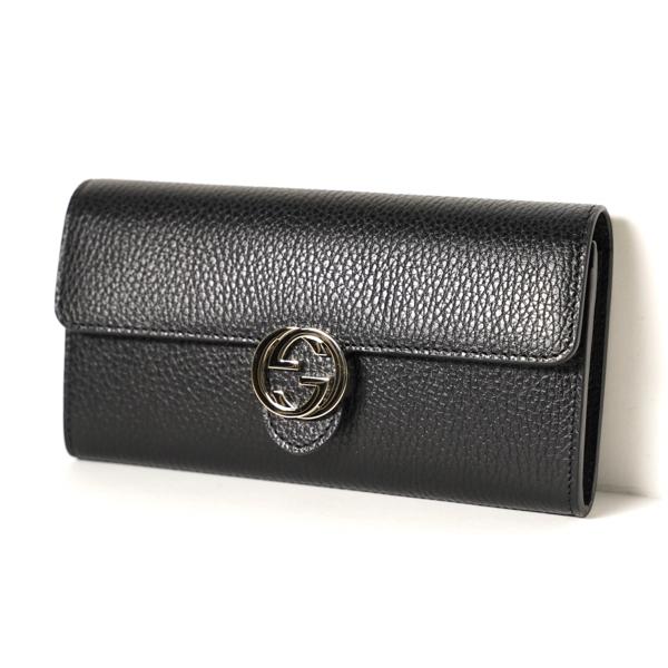 GUCCI（グッチ） 長財布 インターロッキングG 二つ折り ブラック