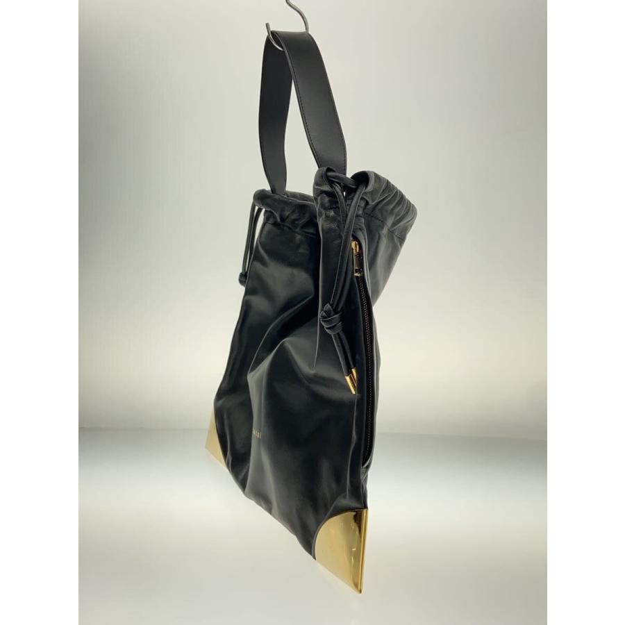 sacai◇Corner Metal Drawstring/バッグ/レザー/BLK/無地 : セカンド