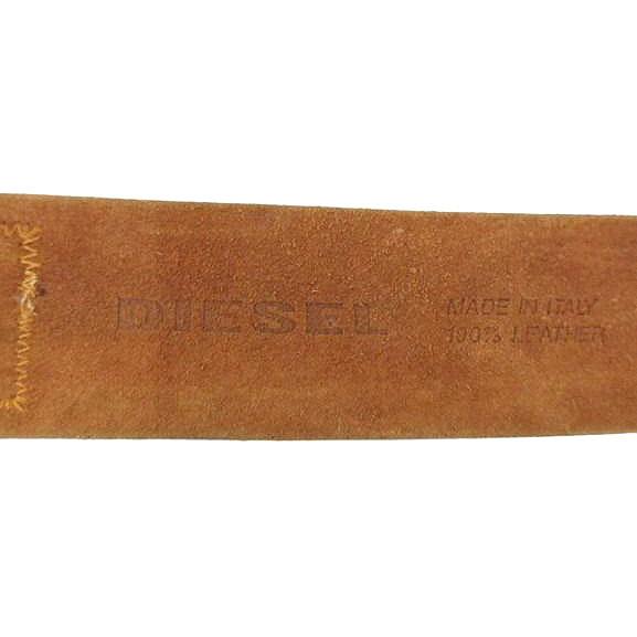 DIESEL（ディーゼル） ロゴ 刺繍 レザーベルト 本革 90/36 ブラウン