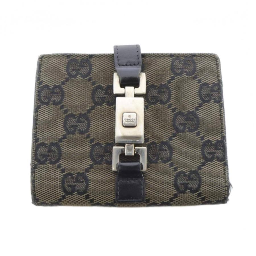 GUCCI（グッチ） ジャッキー 二つ折り財布 ロゴ 茶色 ブラウン 黒