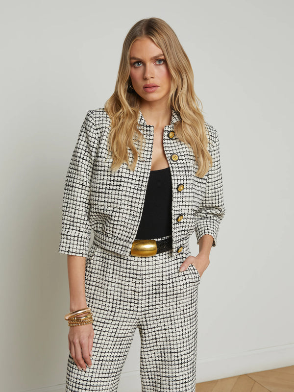L'agence - Jia Tweed Jacket - Ecru/Black